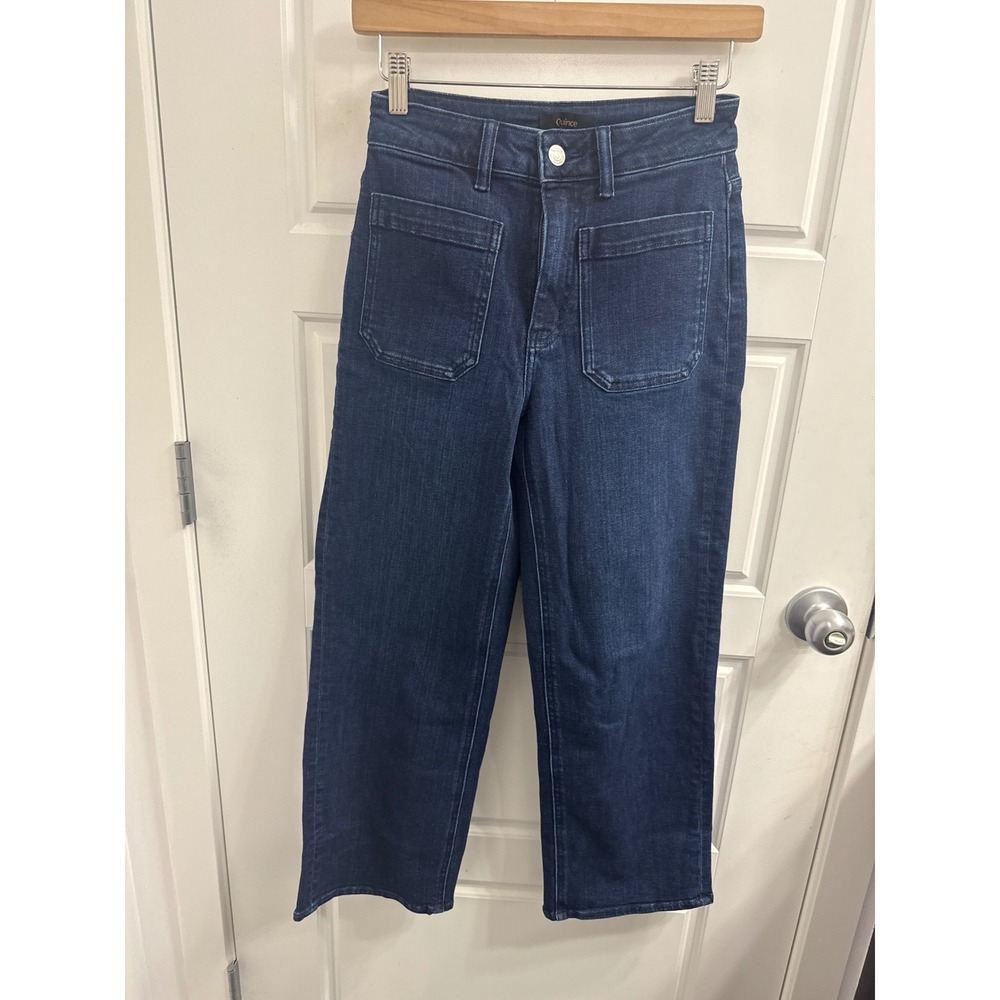 Quince Womens Bella High Rise Wide Leg Patch Pocket Denim Jeans Size 24